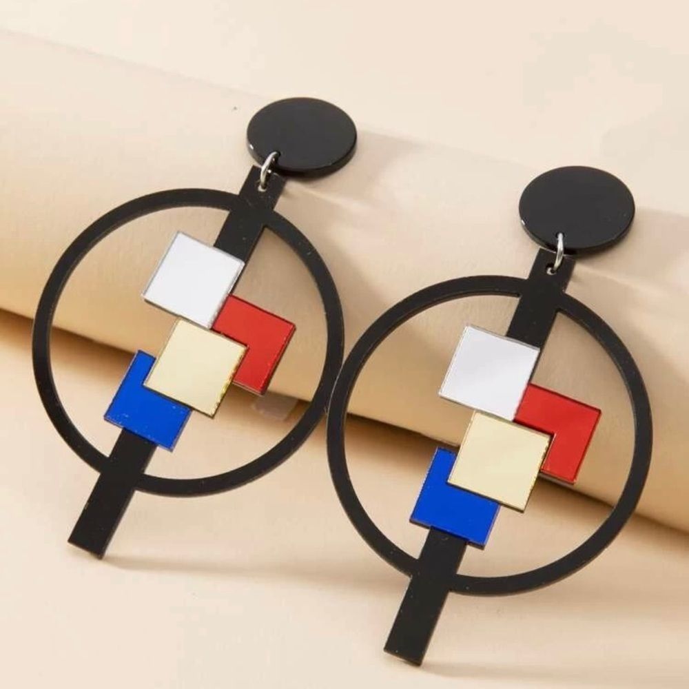 Funky Colorblock Statement Earrings